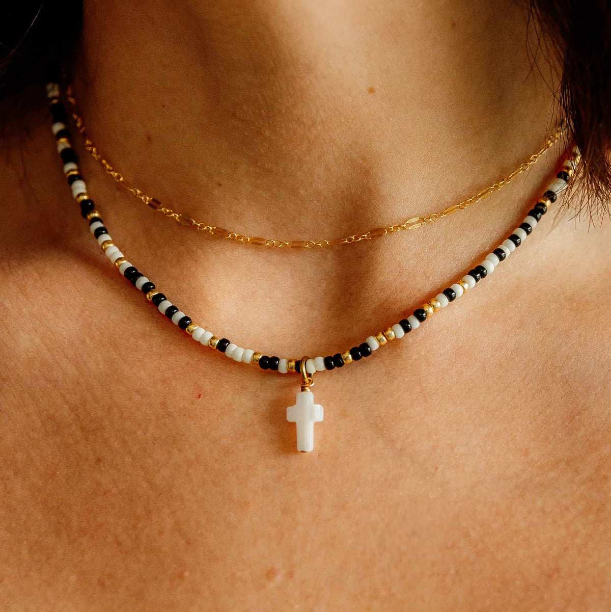 Pearl Cross Necklace Charm