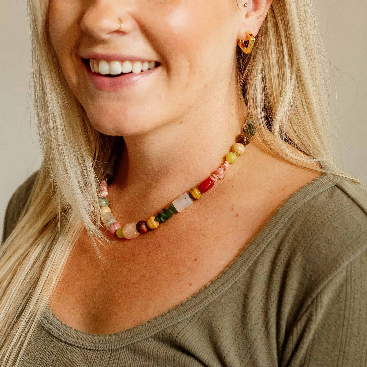 Gathered Beaded Necklace