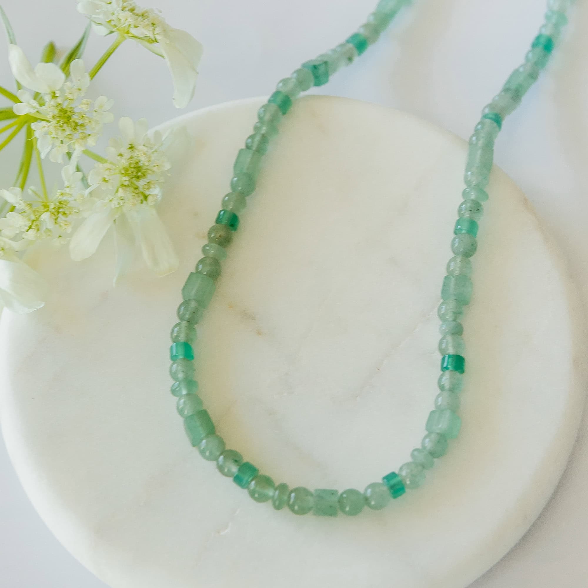Green Aventurine Veda Beaded Necklace