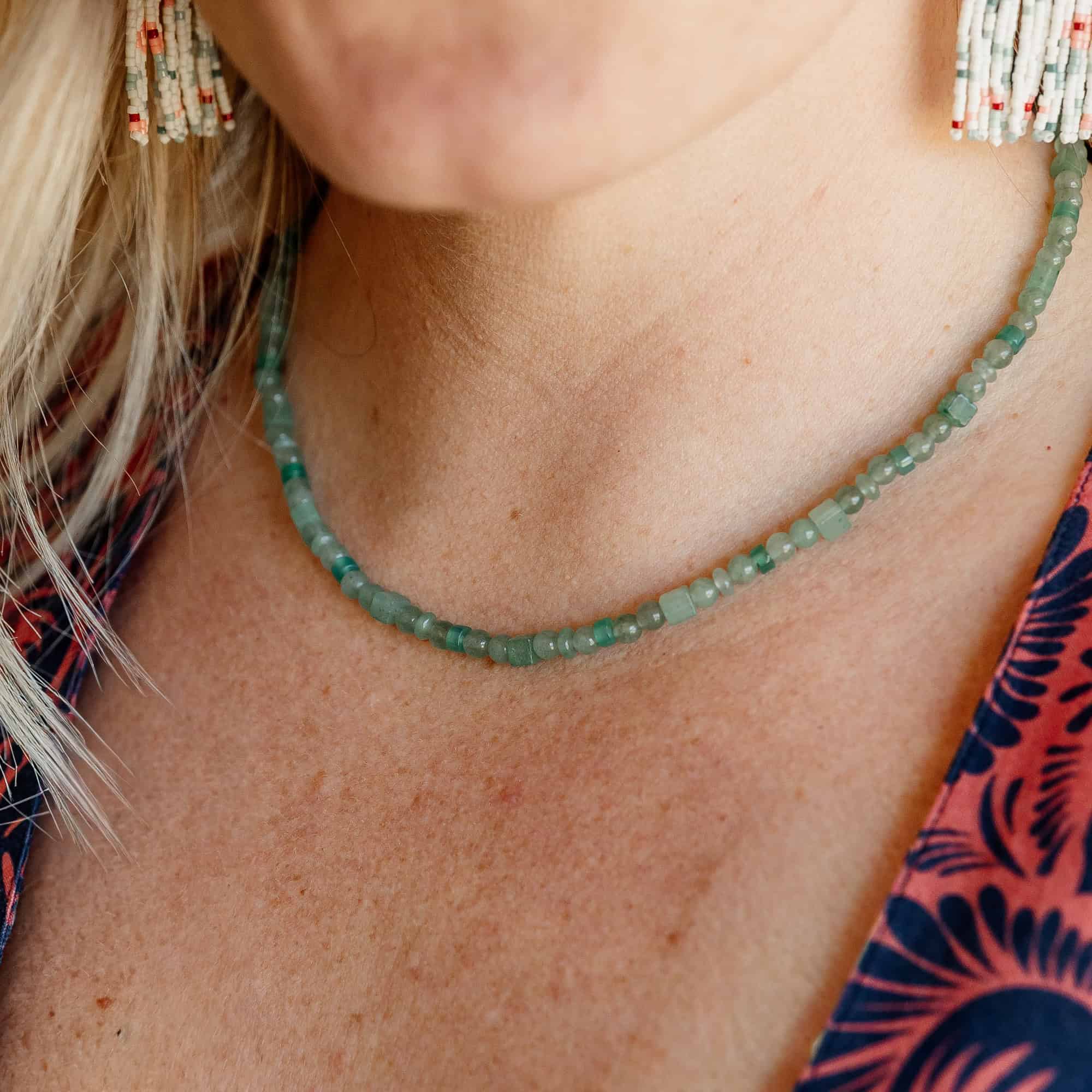 Green Aventurine Veda Beaded Necklace