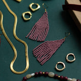 Mauve Serena Beaded Earrings