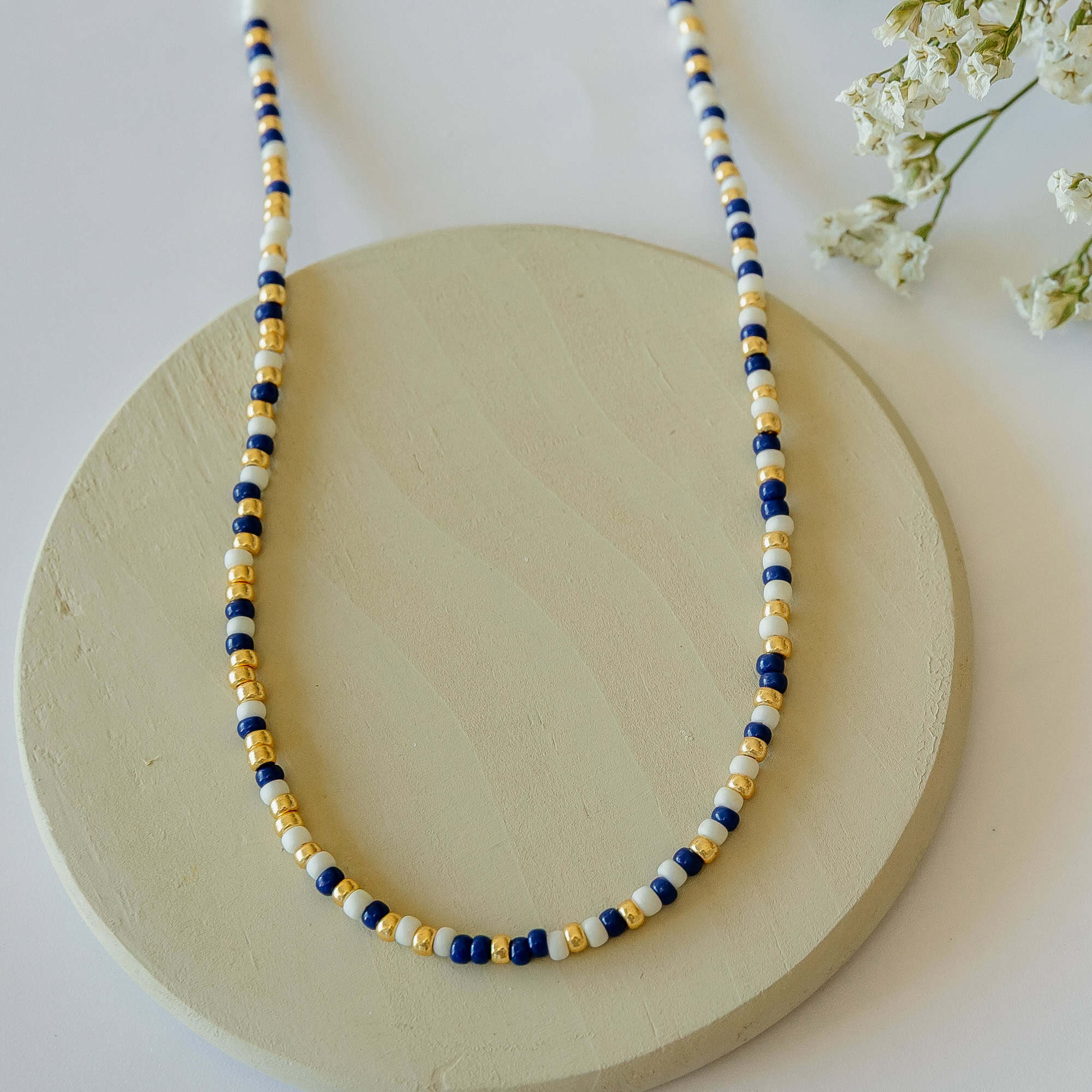 Navy Neve Beaded Necklace