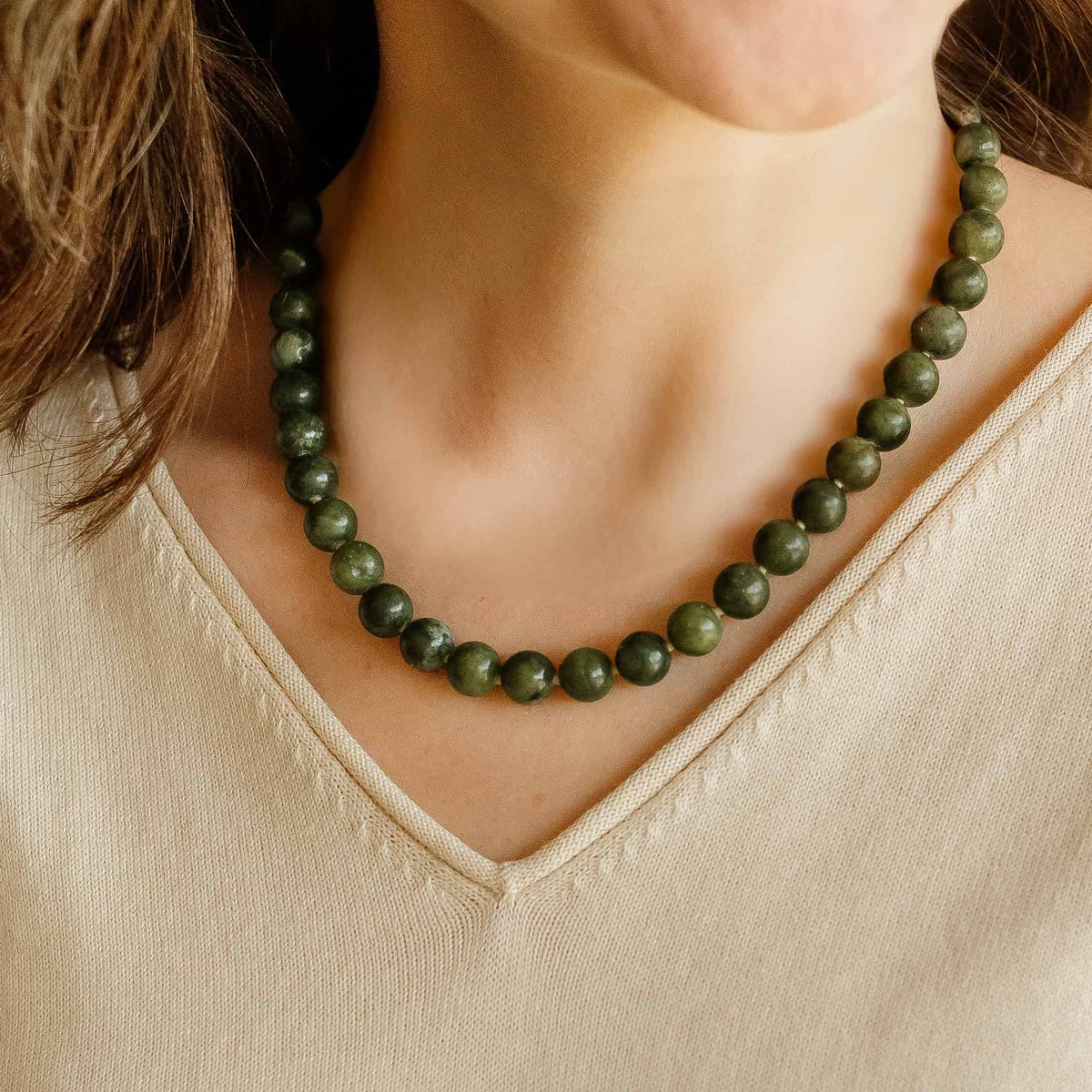 Anika Olive Beaded Necklace
