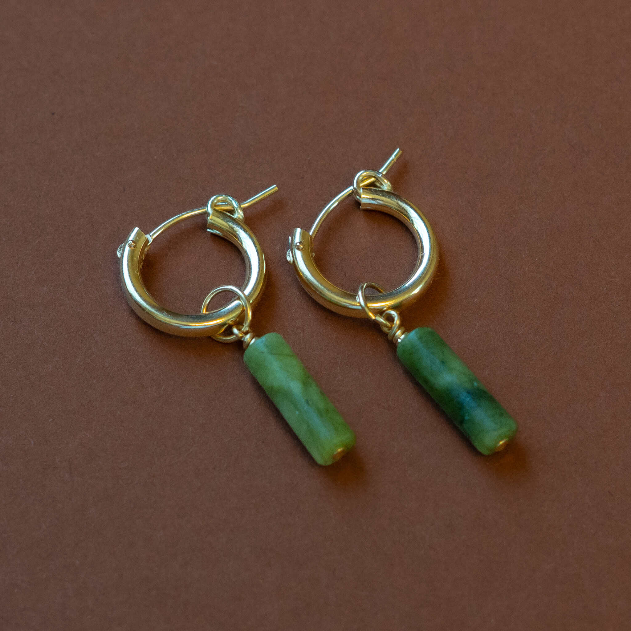 Olive Jade Hoop Charms