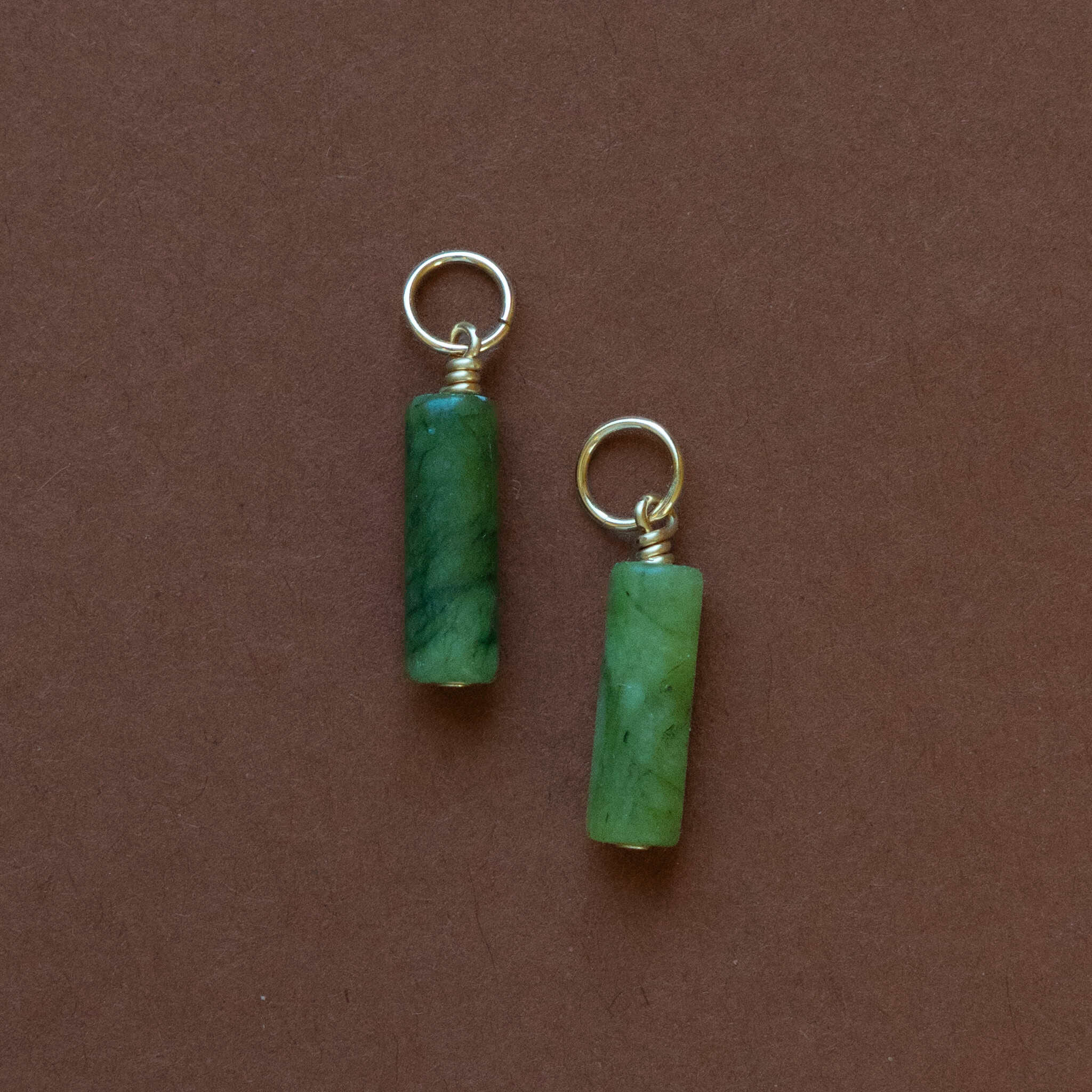 Olive Jade Hoop Charms
