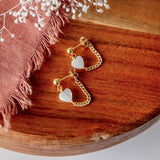 Pearl Heart Lily Earrings