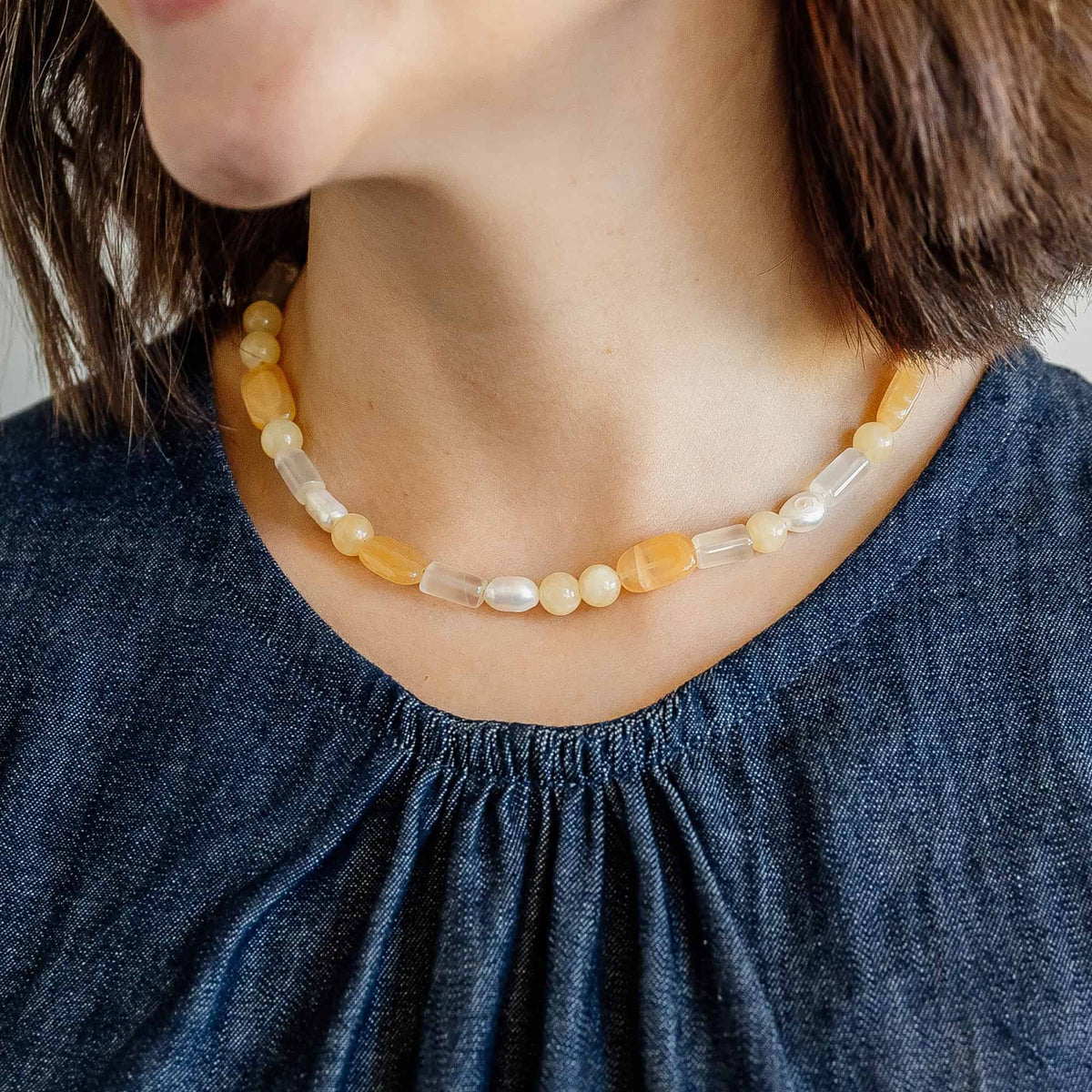 Peach Posy Beaded Necklace