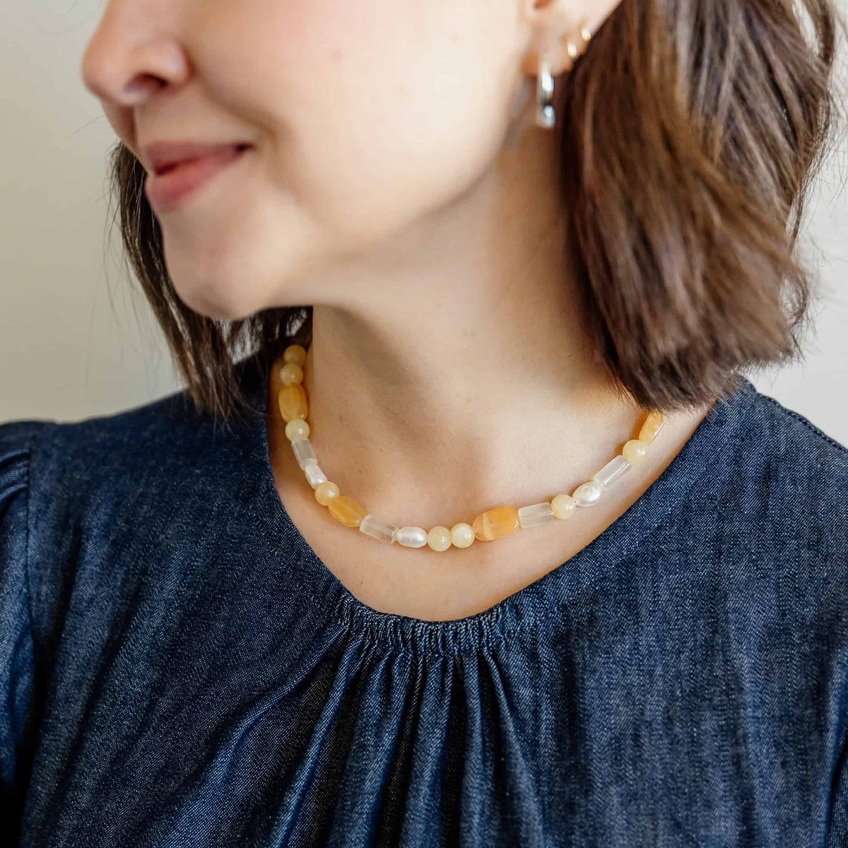Peach Posy Beaded Necklace