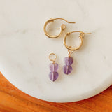 Amethyst Heart Hoop Charms