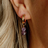 Amethyst Heart Hoop Charms