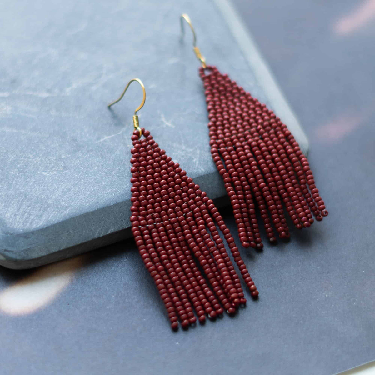 Dark Red Serena Beaded Earrings