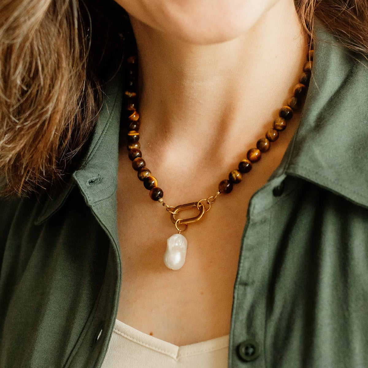 Tiger's Eye Charm Necklace