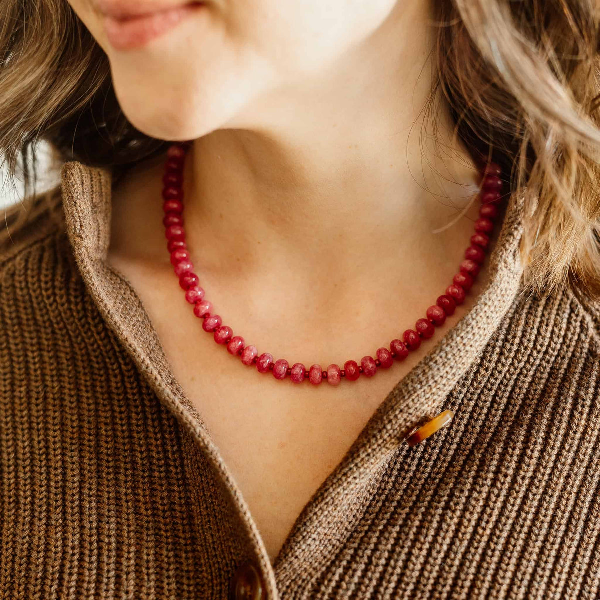 Raspberry Margot Beaded Necklace