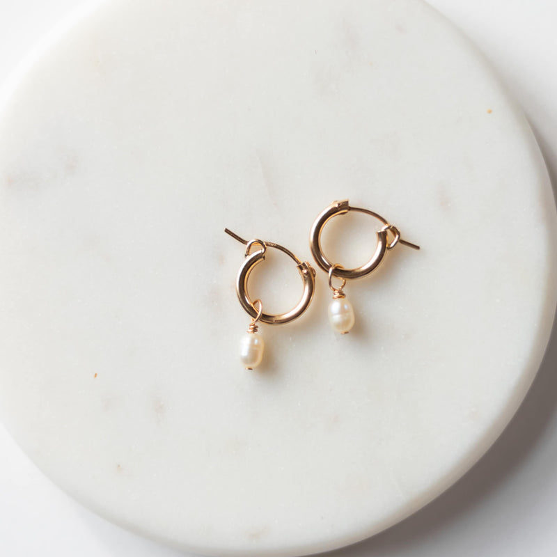 Single Pearl Hoop Charms