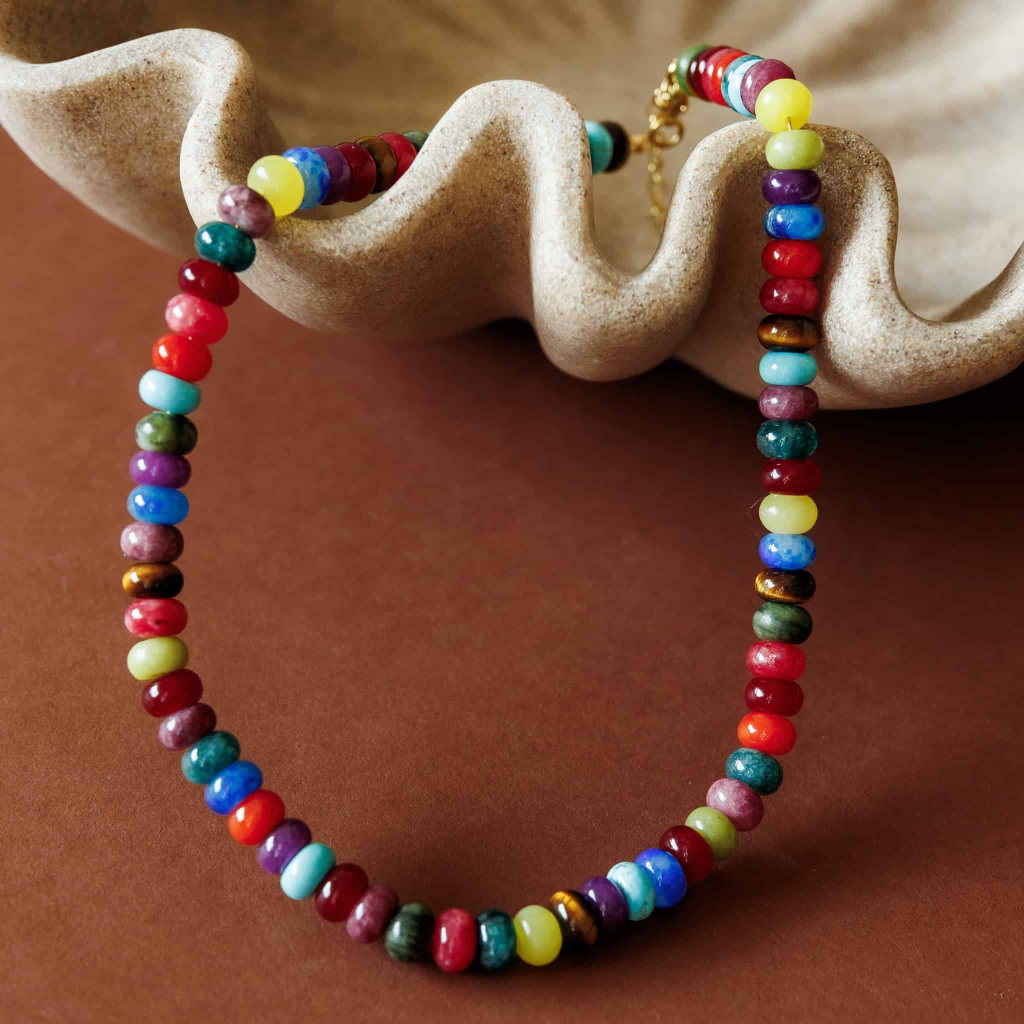 アクセサリー CALEE JEWELRY BEAD NECKLACE Colorful Gemstone Necklace | Hand Beaded Jewelry | Sela Designs