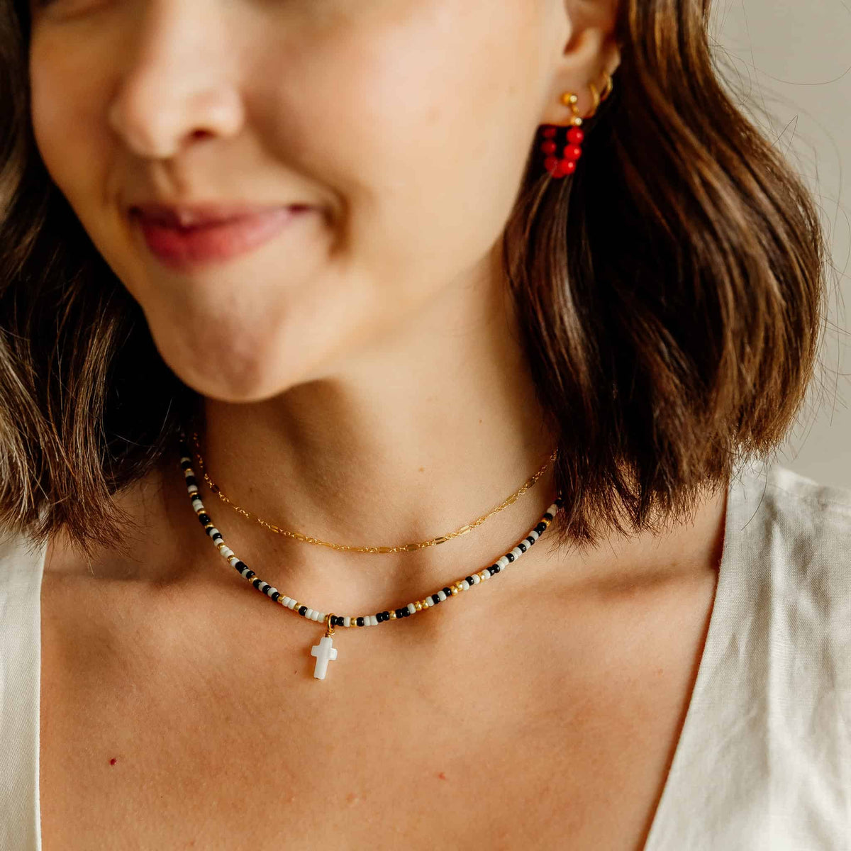 Pearl Cross Necklace Charm