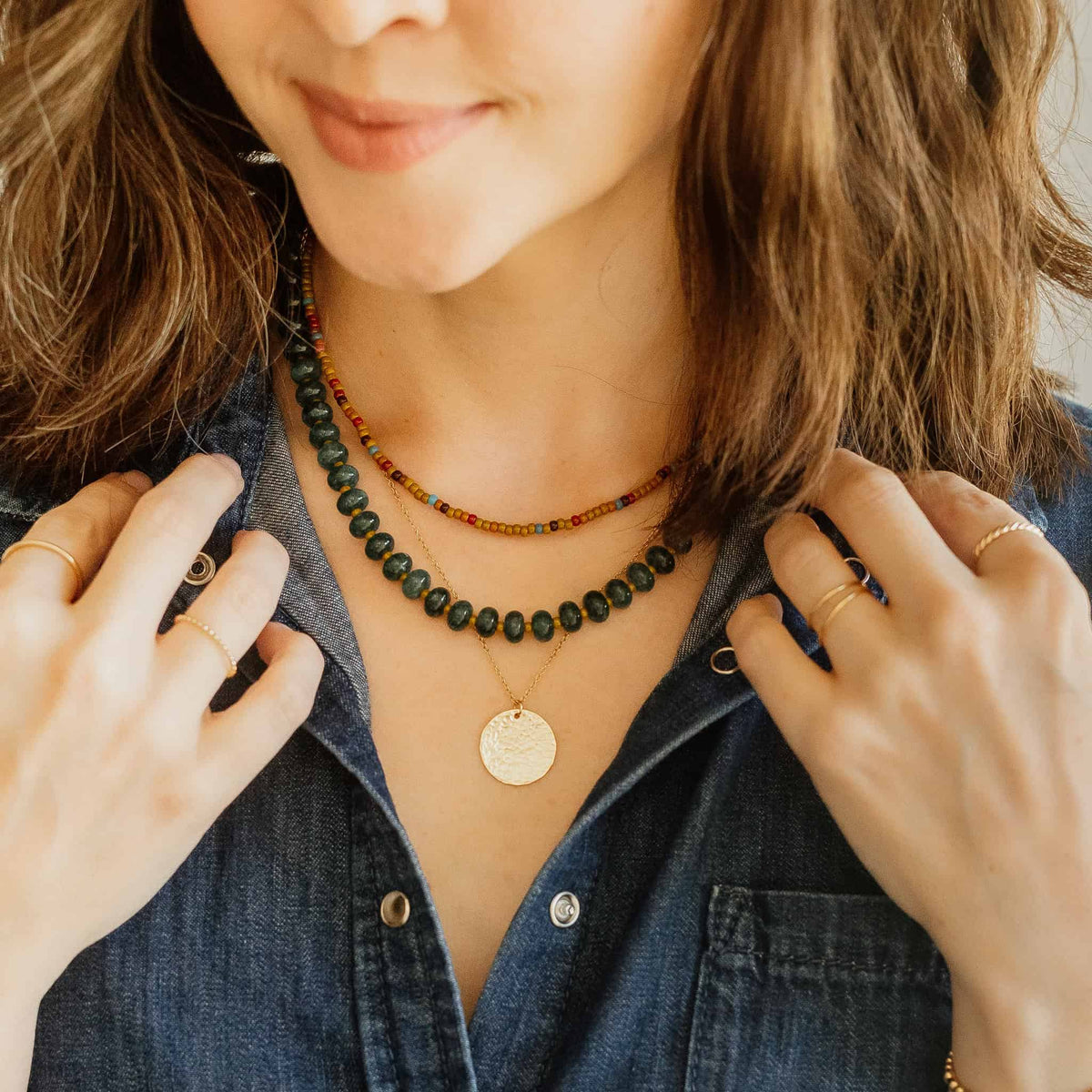 Deep Teal Margot Beaded Necklace