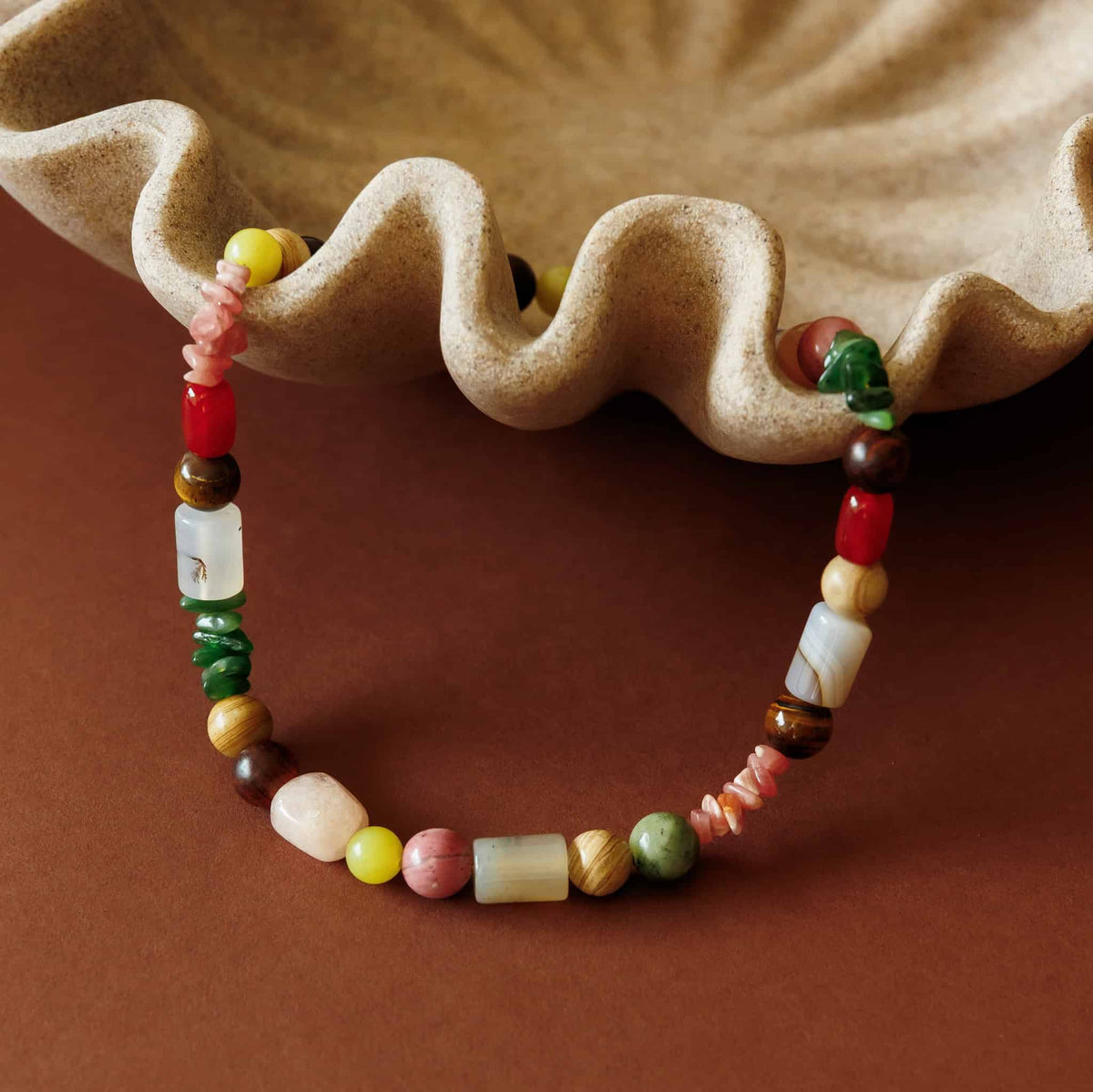 Gathered Beaded Necklace