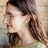 Lime Daisy Beaded Hoop Earrings