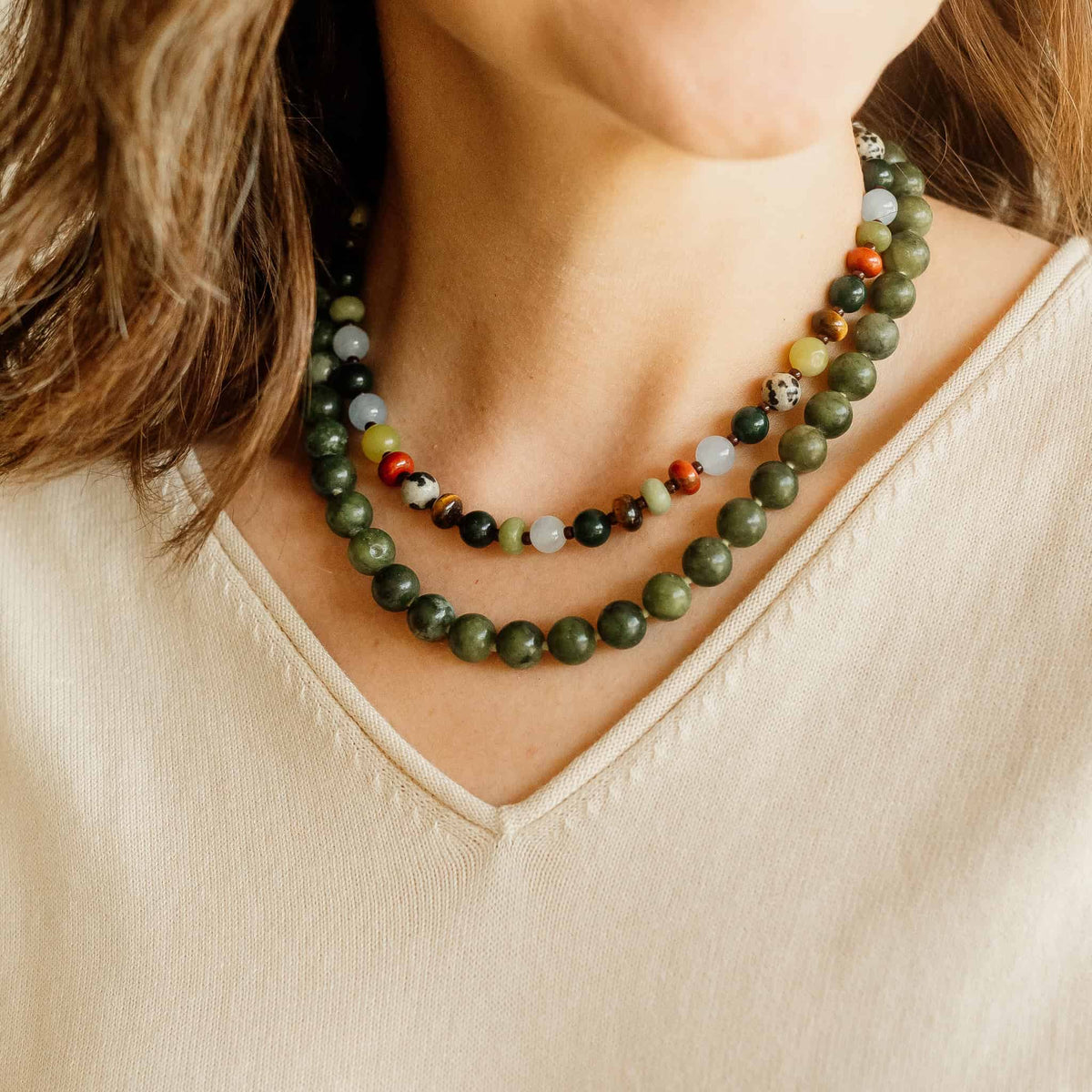 Anika Olive Beaded Necklace