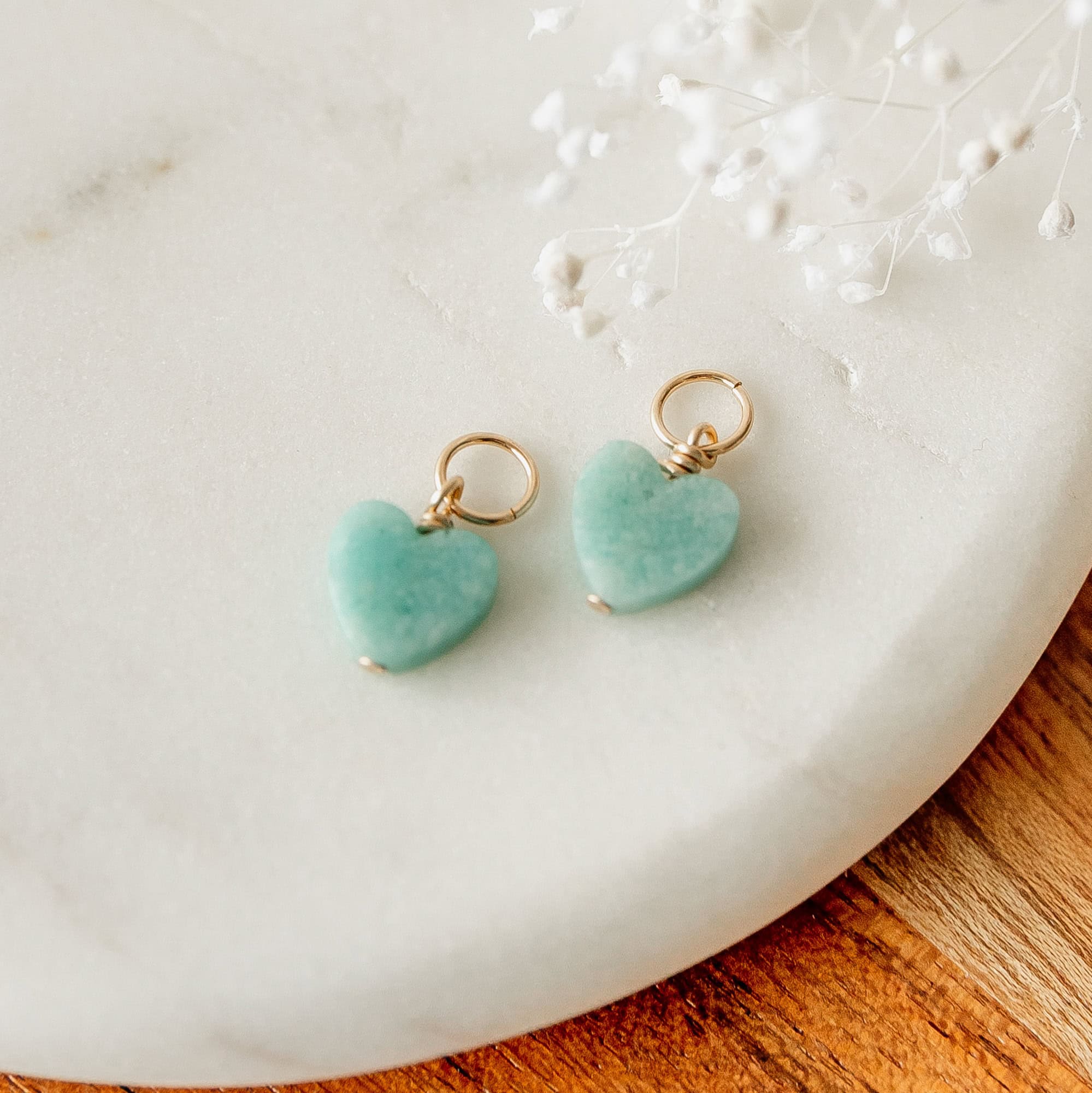 Seafoam Heart Hoop Charms