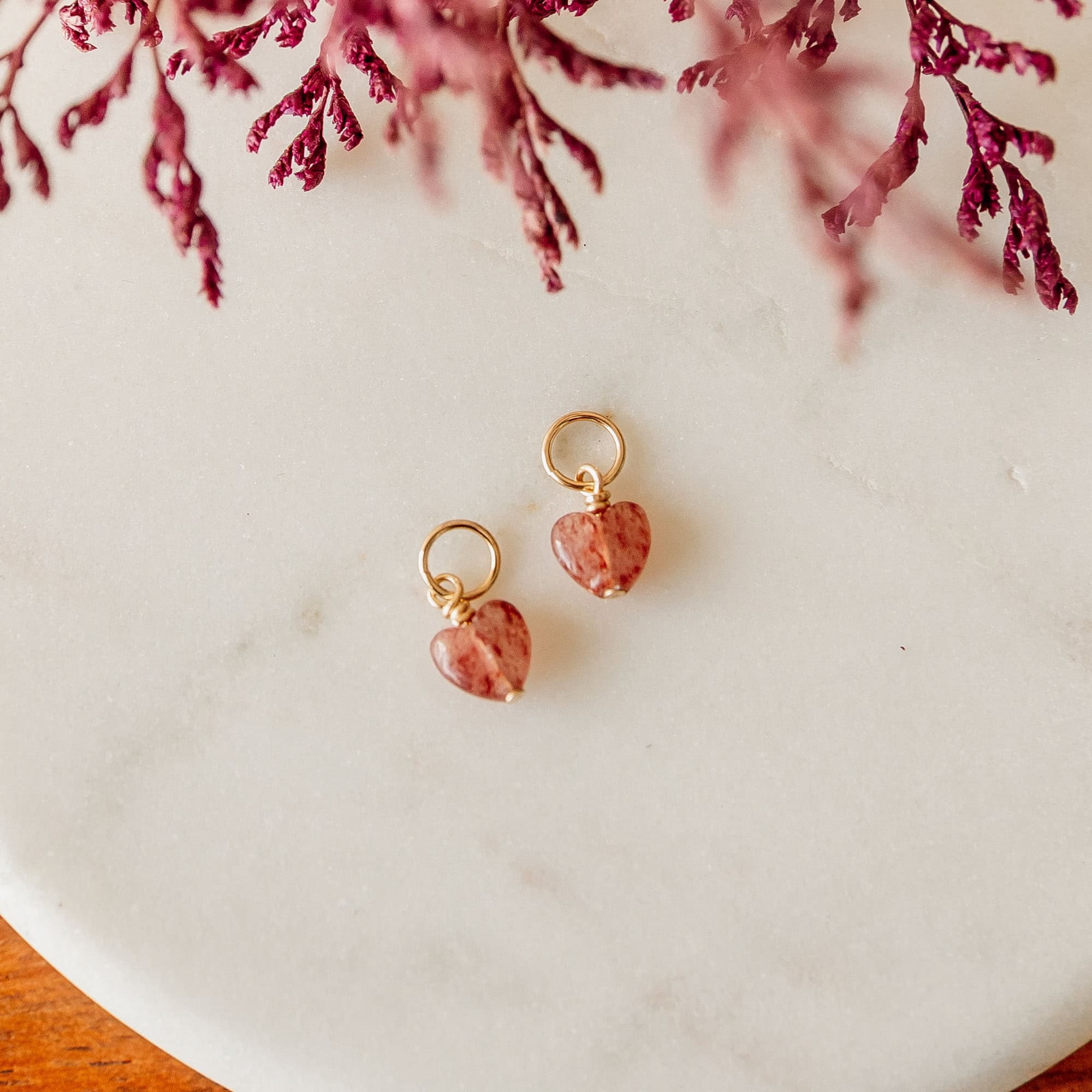 Strawberry Heart Hoop Charms