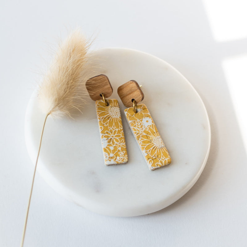 yellow leather statement earrings