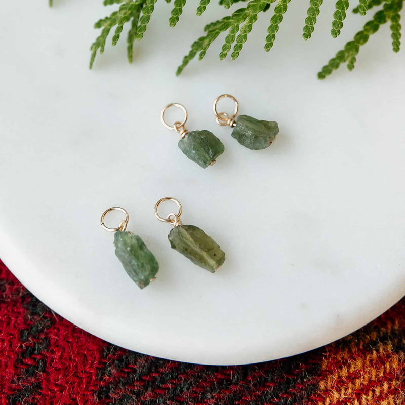 Green Nugget Hoop Charms