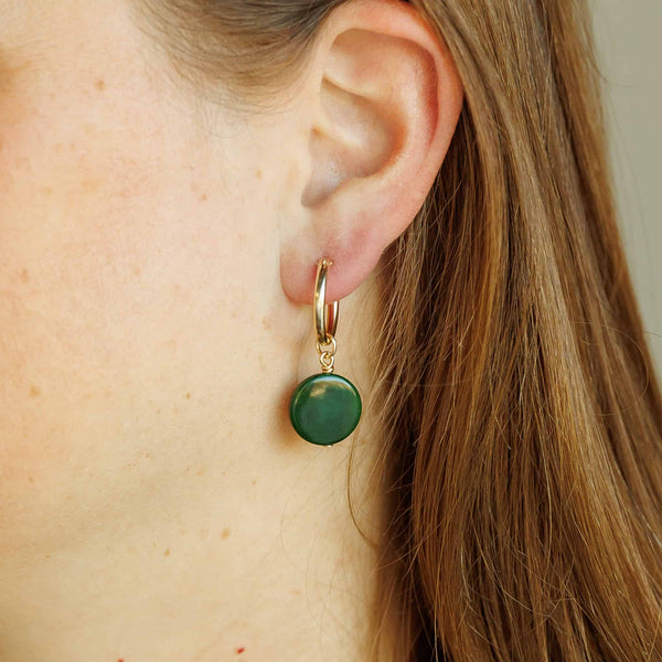 Green Tagua Hoop Charms