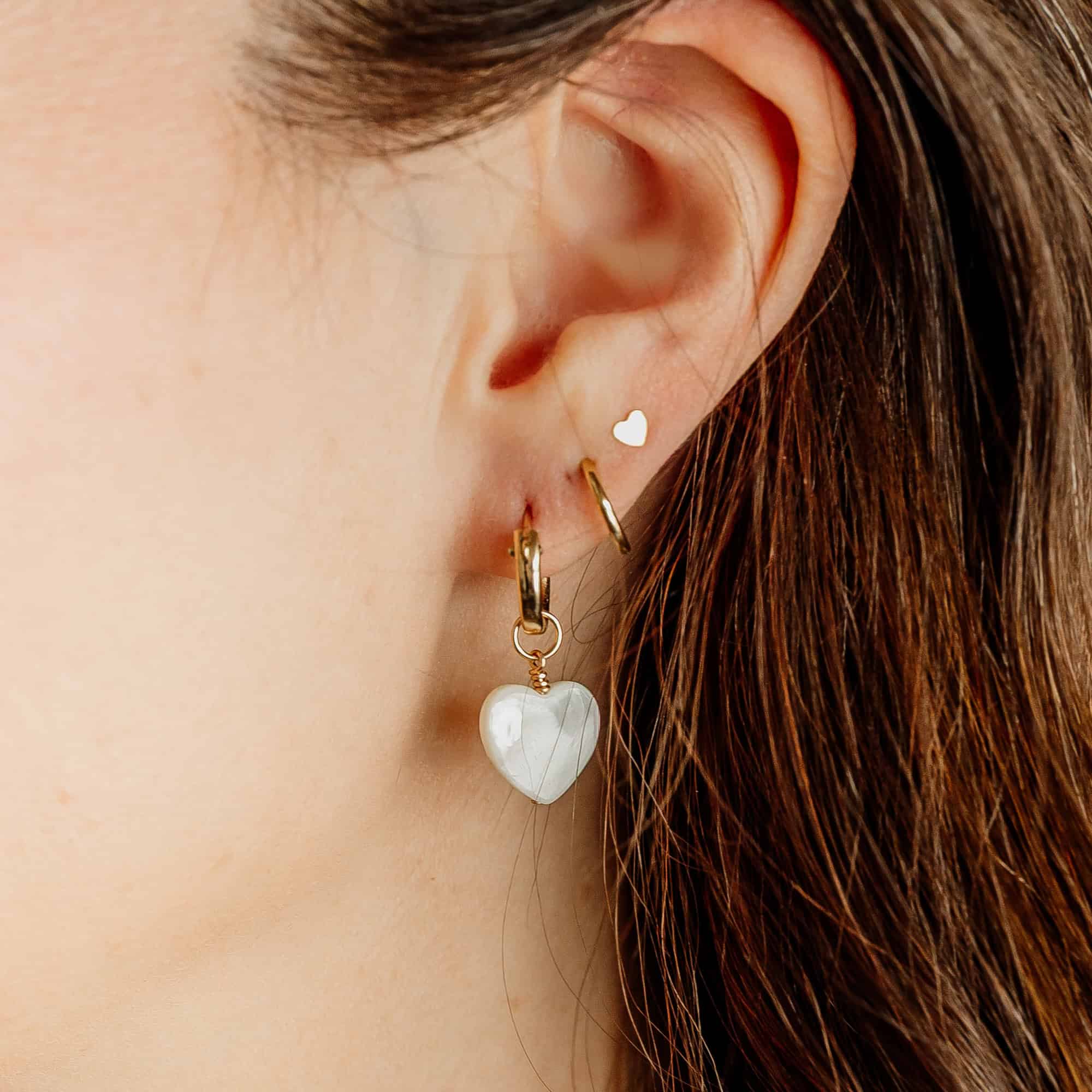 Pearl Heart Hoop Charms