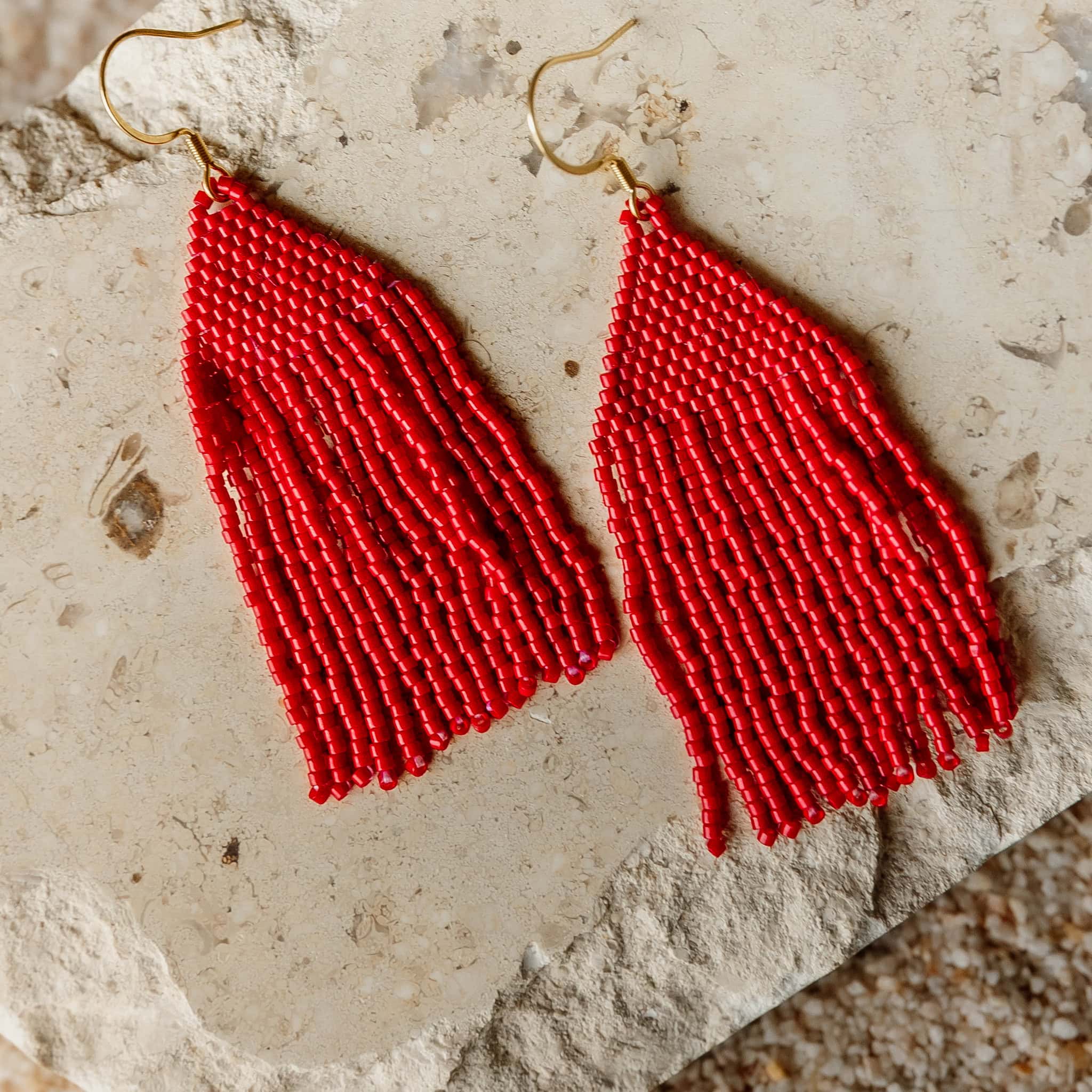 Red Serena Beaded Earrings