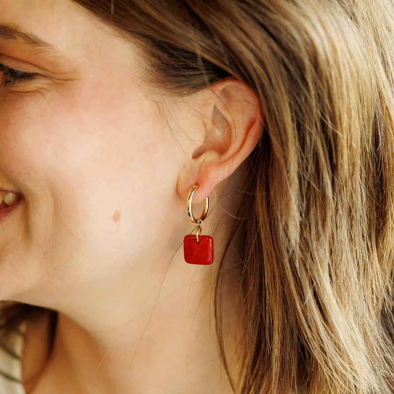 Red Tagua Hoop Charms