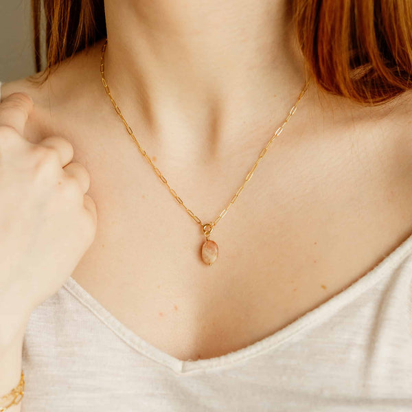 Sunstone Link Charm Necklace