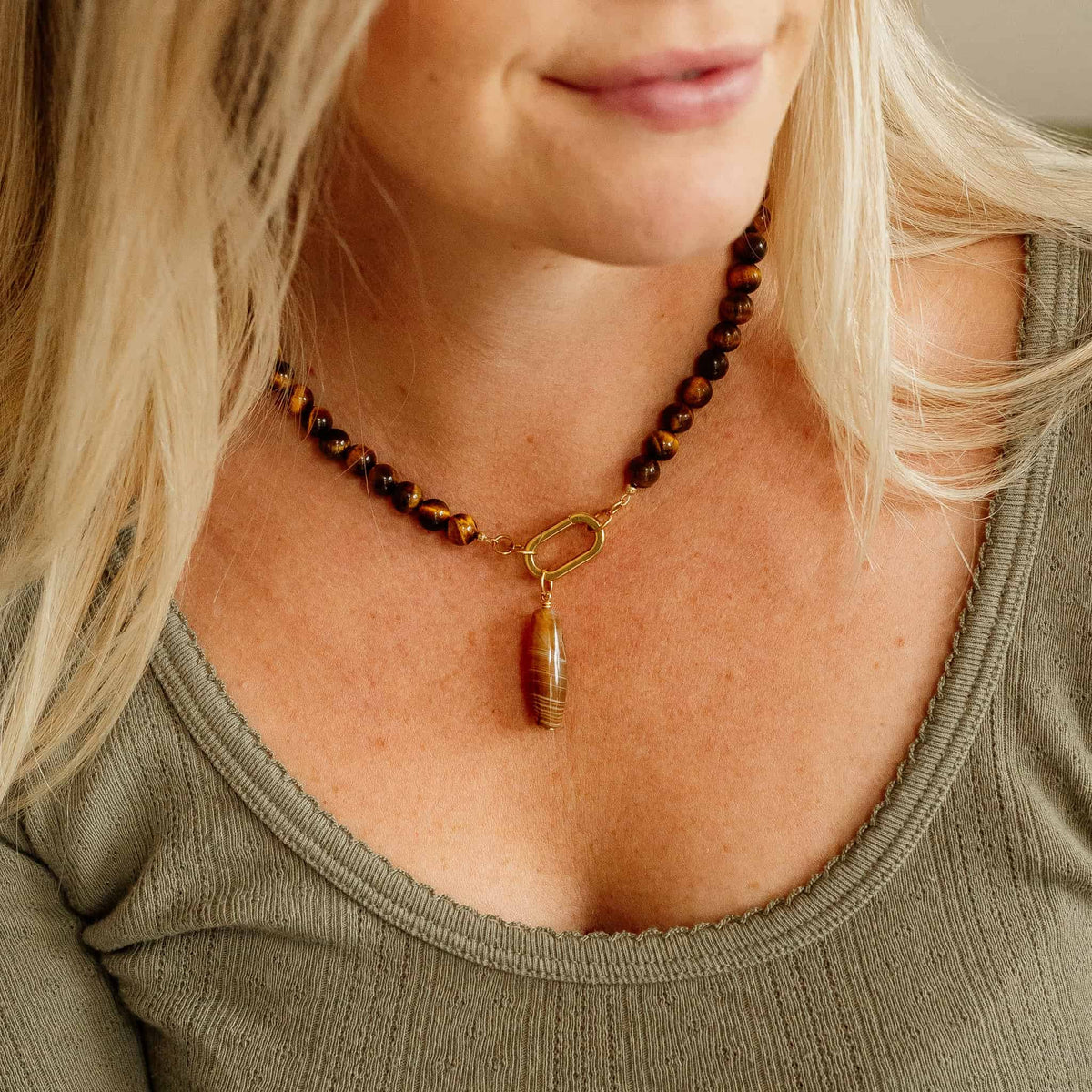Tiger's Eye Charm Necklace