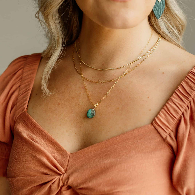 Turquoise Link Charm Necklace