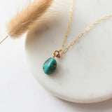 link necklace with turquoise pendant