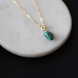 everyday gold link necklace with turquoise pendant