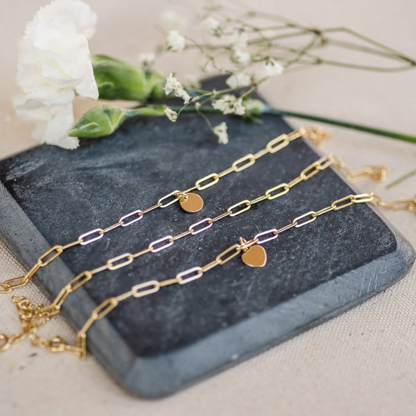 14k gold paperclip chain link bracelet Sela Designs Jewelry