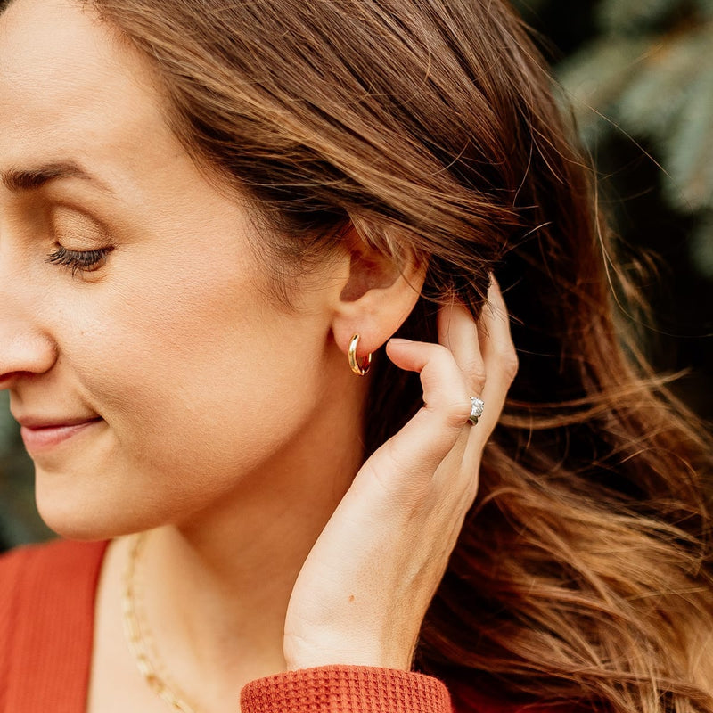 Goals Textured Hoop Earrings in Gold, Hoops + Huggies