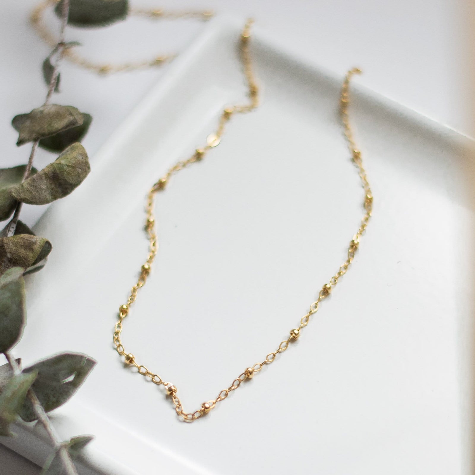 14k Gold Filled Choker Necklace - beaded chain high quality – Sela