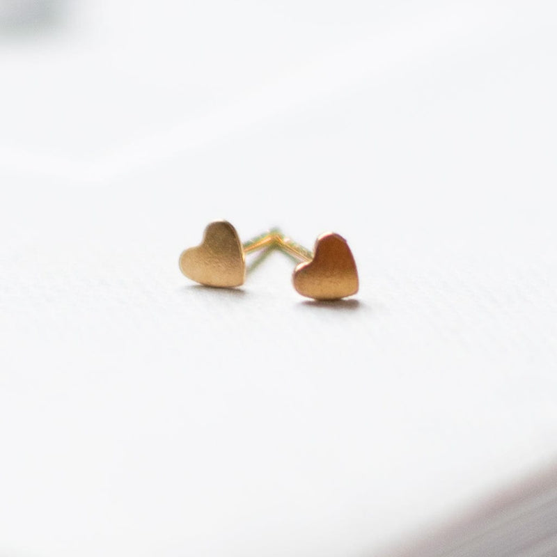 tiny 14k gold filled heart post earrings by Sela Designs