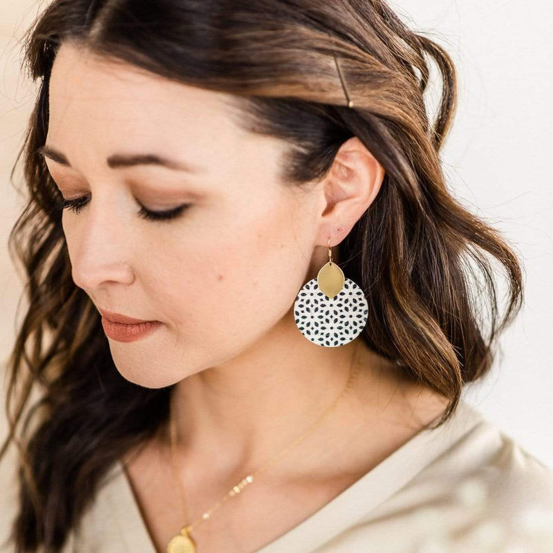 Circle Leather Earrings Statement Earrings Sela Designs