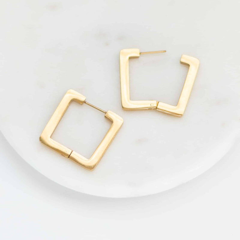 Funky and modern gold square earrings