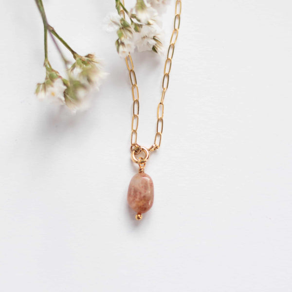 Sunstone Link Charm Necklace
